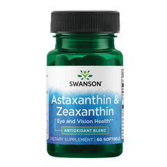 Swanson astaxanthin-zeaxanthin bottle highlights eye health support potential.