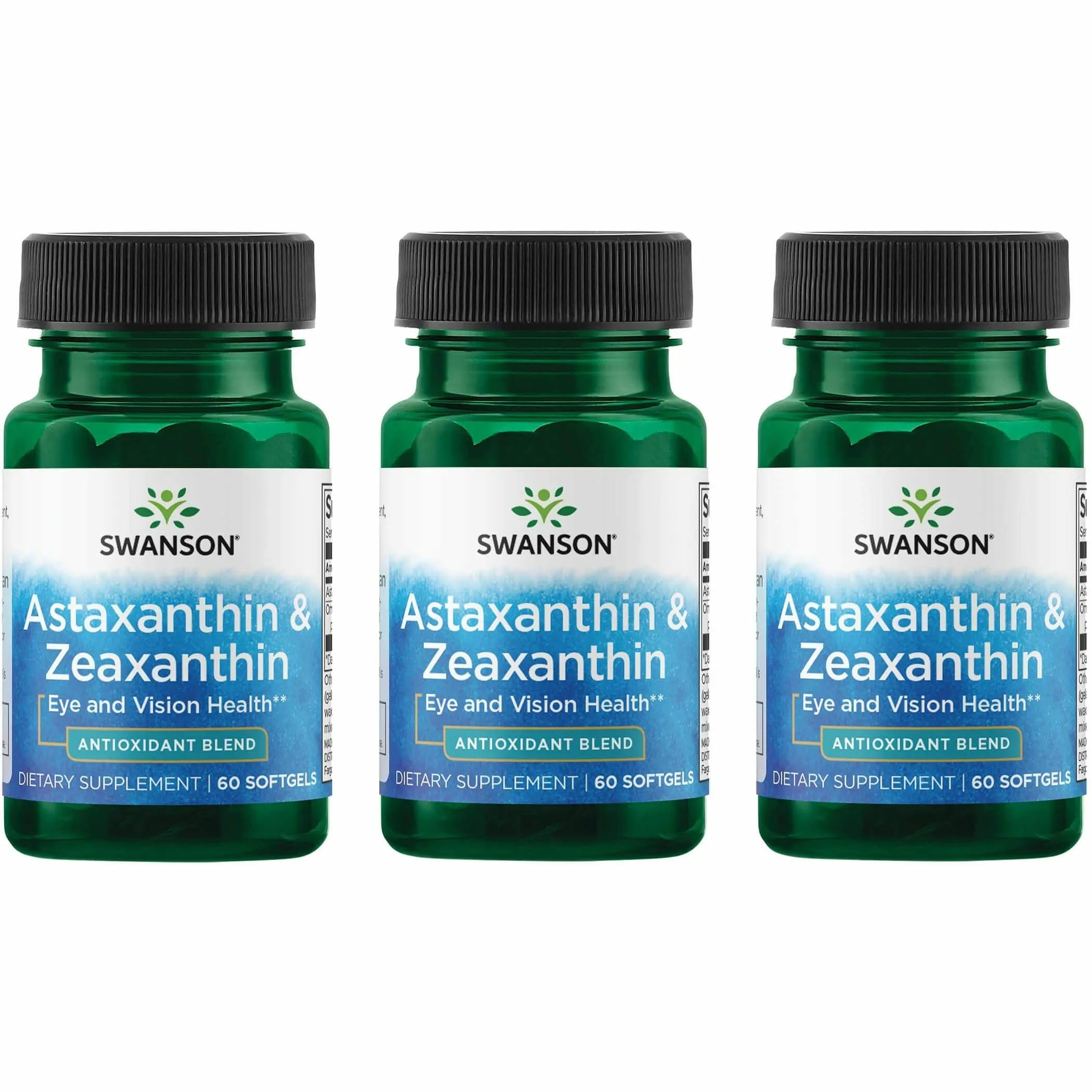 Front view of Swanson Astaxanthin & Zeaxanthin eye health softgels bottle