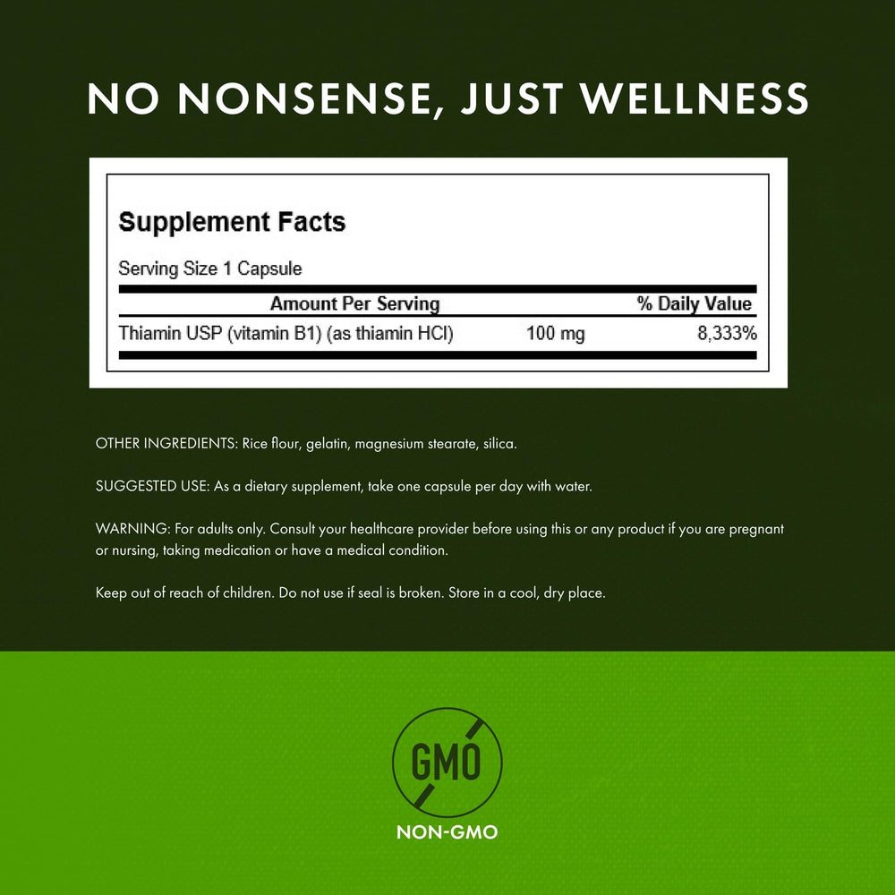 Swanson Vitamin B1 Thiamin capsules in bottle