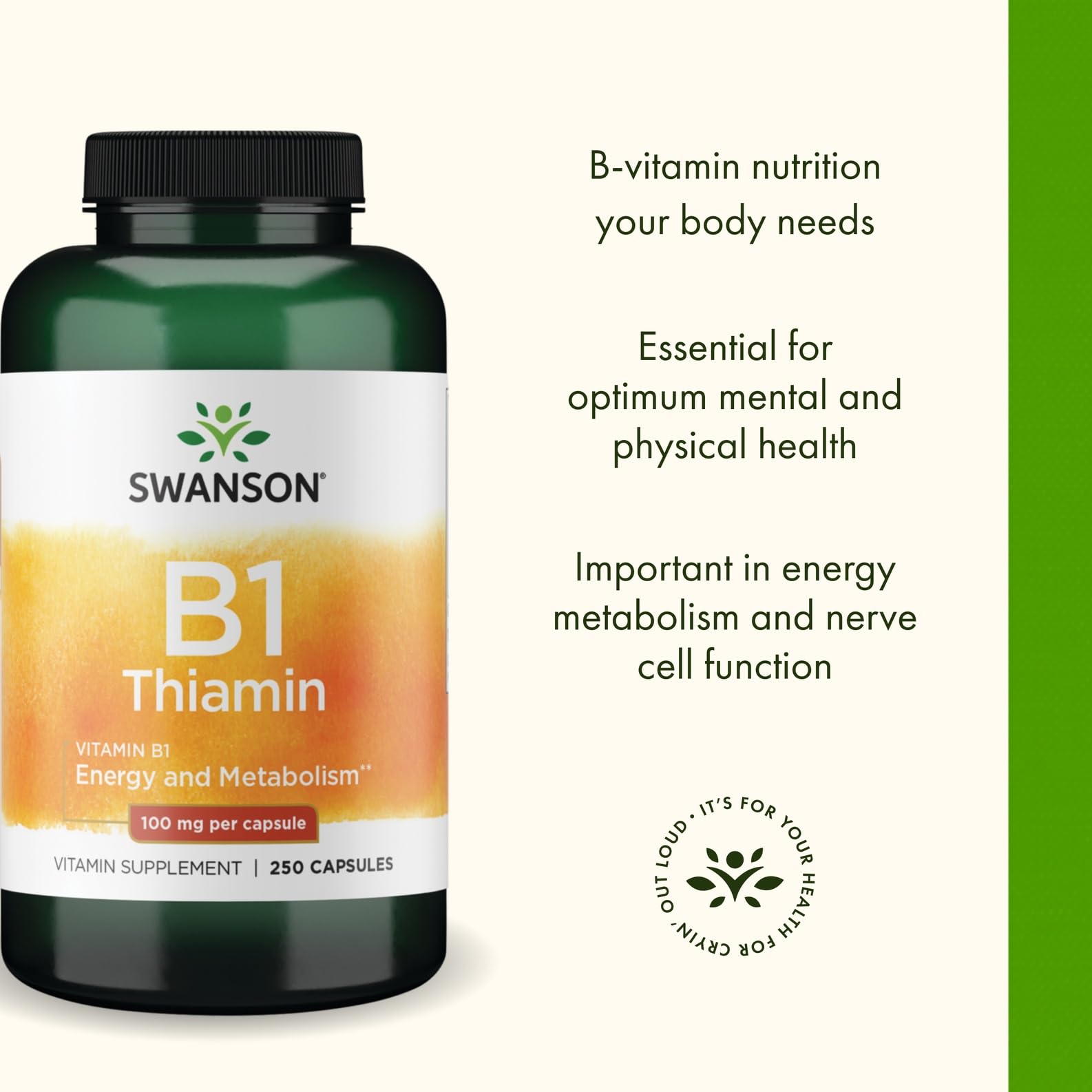 Vitamin B1 Thiamin product packaging from Swanson