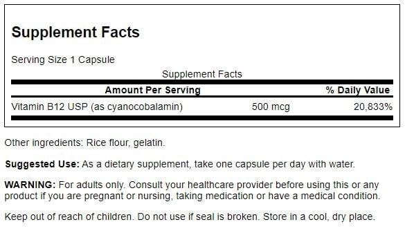 Graphic illustrating energy and cardiovascular health benefits of Vitamin B-12 (Cyanocobalamin)