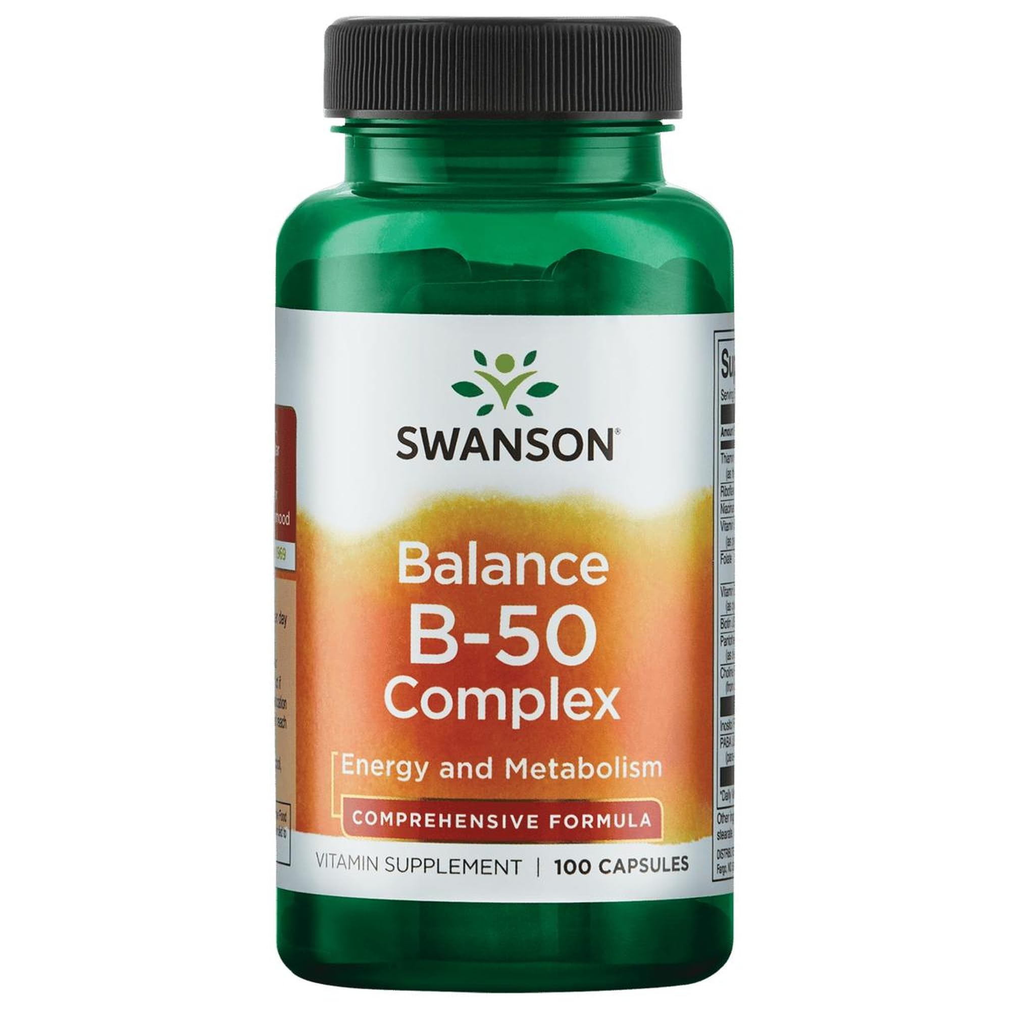 Swanson B-50 Complex bottle front for daily energy support and reliability