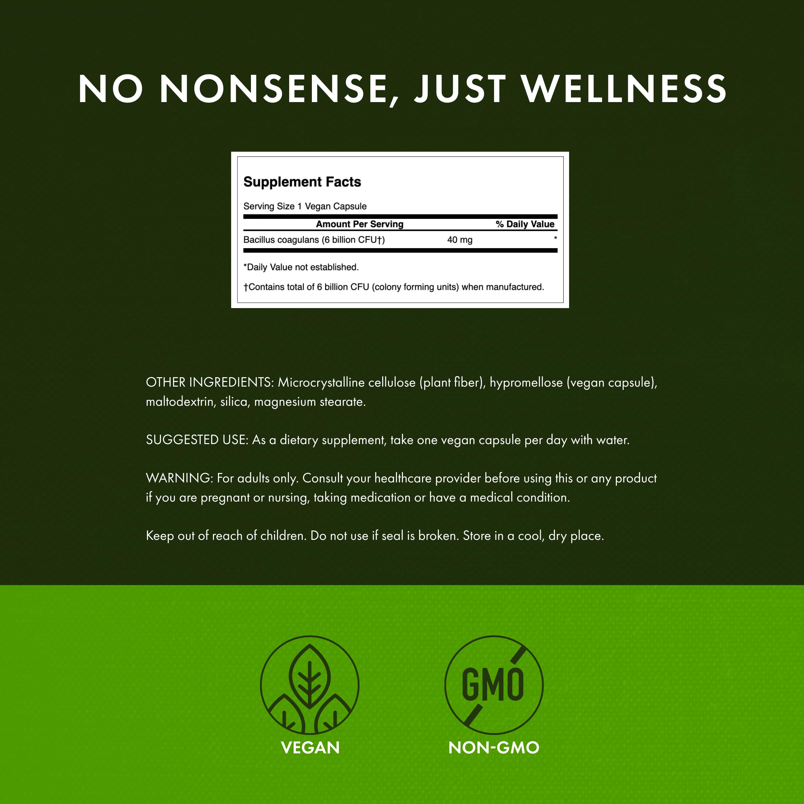 60 veggie capsules per bottle of Swanson probiotic