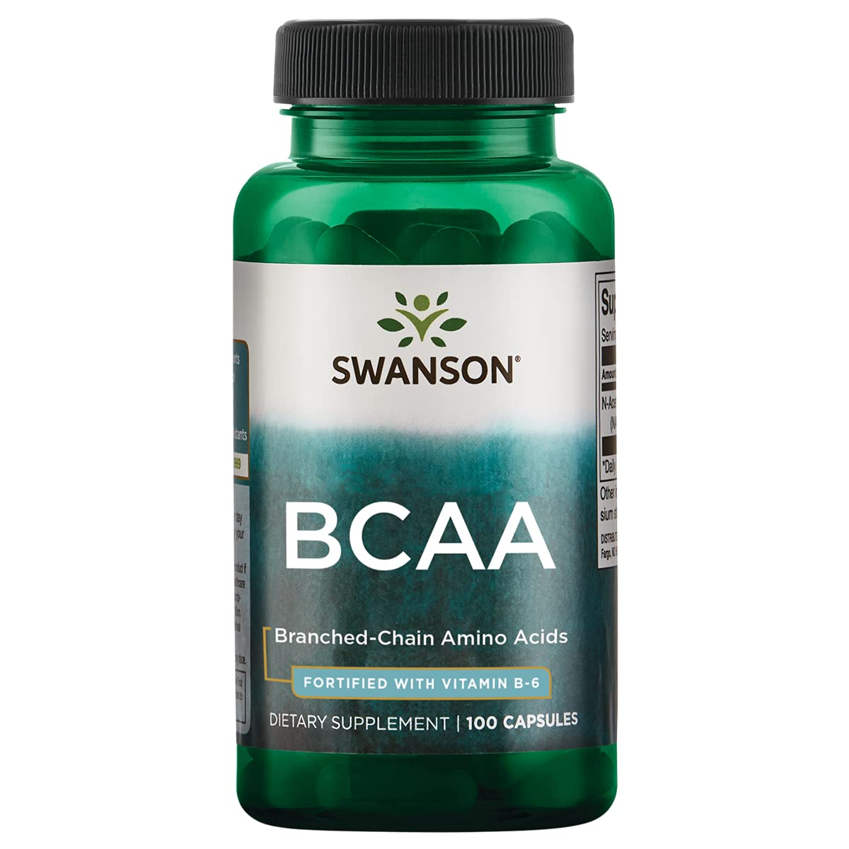 Swanson BCAA 100 caps bottle front view