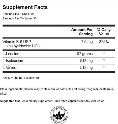 Swanson BCAA 100 caps bottle with label close-up