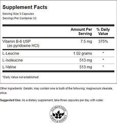 Swanson BCAA 100 caps bottle with label close-up