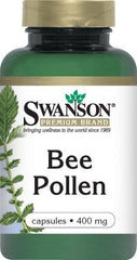 Close-up of Swanson Bee Pollen 400 mg bottle label