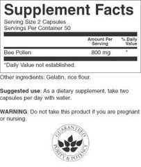 Bee pollen capsules in a row from Swanson Health