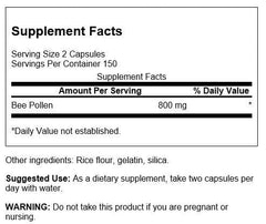 Close-up of Swanson Bee Pollen 400 mg bottle label
