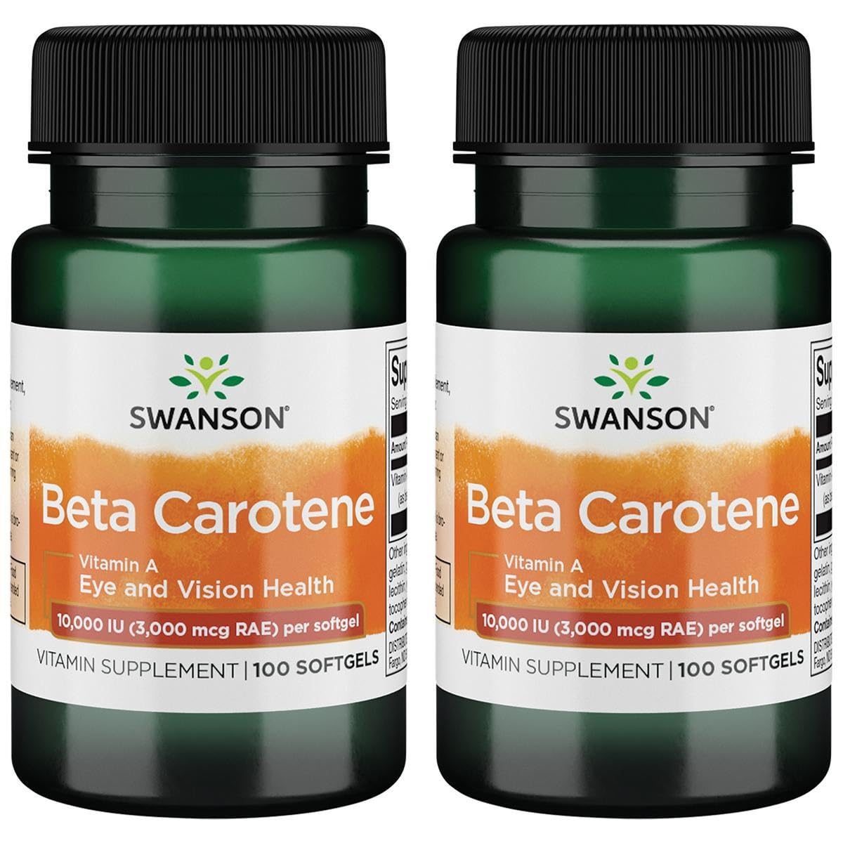 Swanson Beta-Carotene 10000 IU - Vitamin A for Eye Health, Skin & Immune Support (2 Pack)