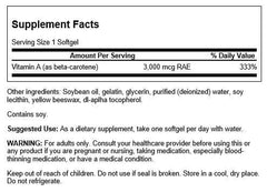Close-up of Swanson Beta-Carotene softgels for eye, skin and immune health
