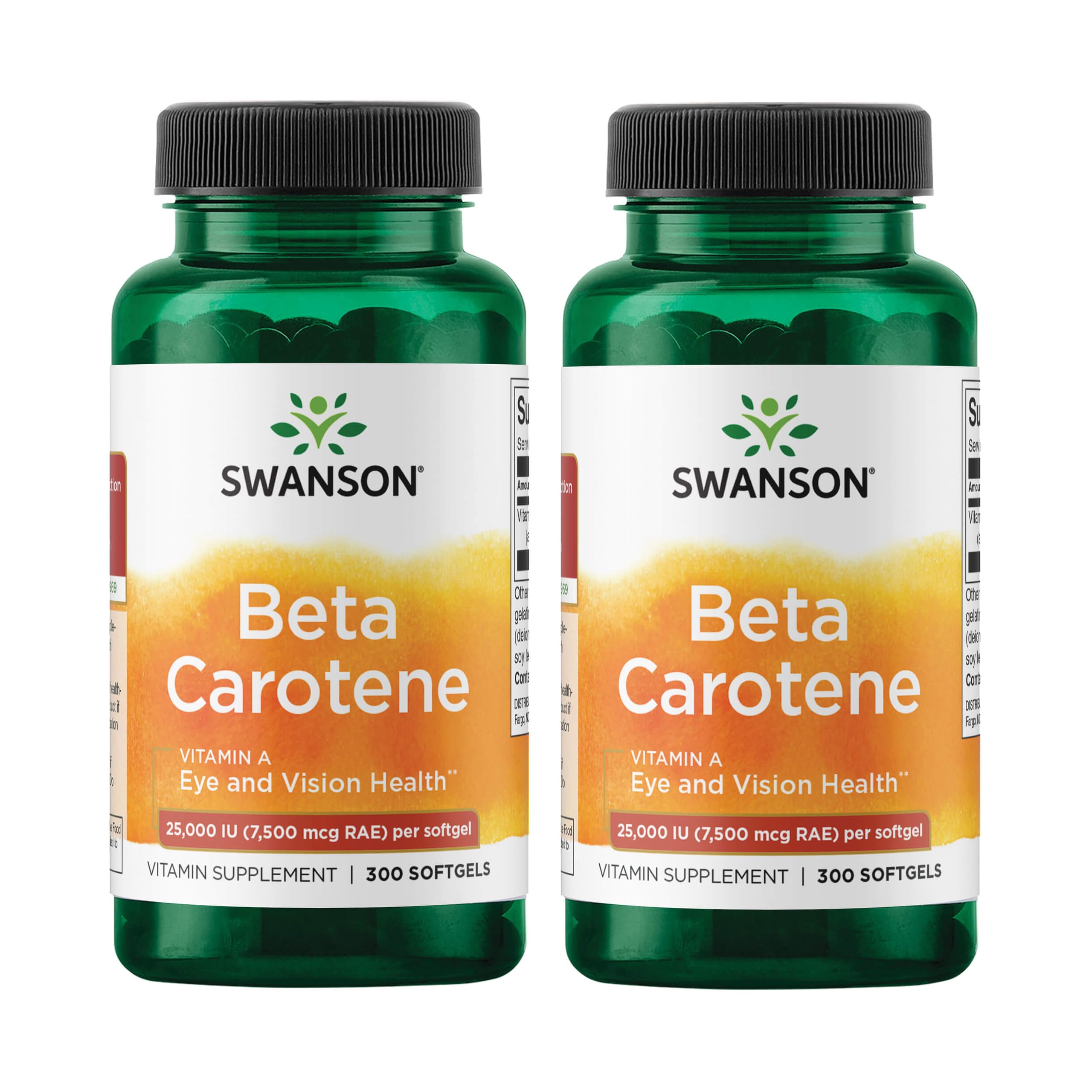 Swanson Beta-Carotene 25000 IU bottle and 300 softgels