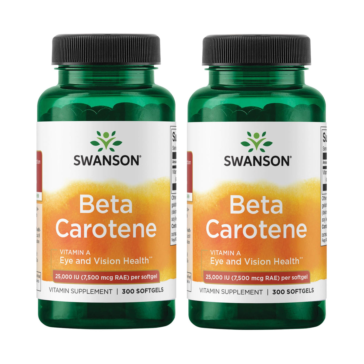 Swanson Beta-Carotene 25000 IU bottle and 300 softgels