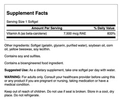 Close-up of Swanson Beta-Carotene 25000 IU softgels