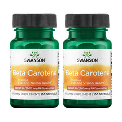 Front view of Swanson Beta-Carotene 25,000 IU 100 softgels (2 pack) bottle
