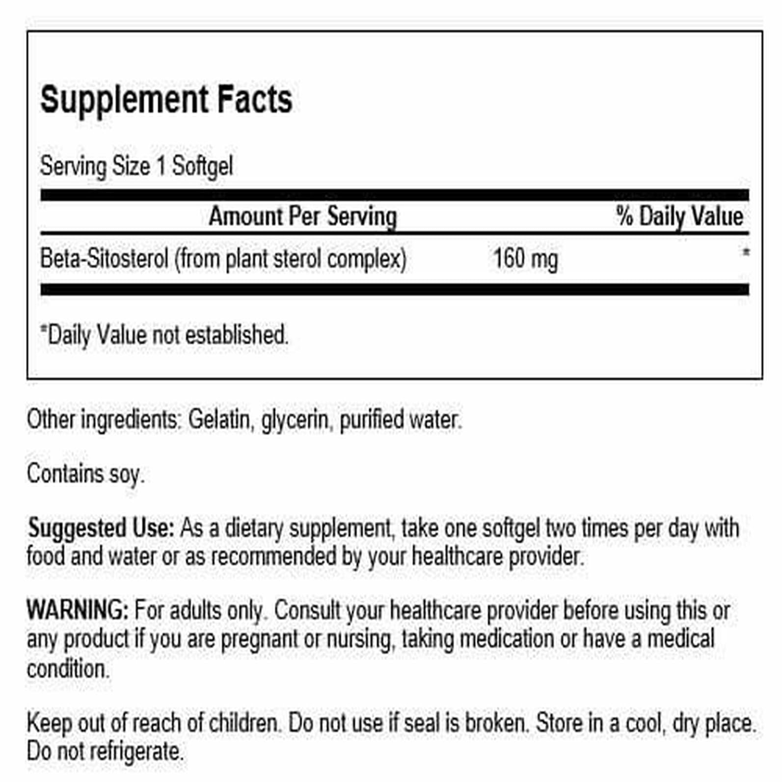 Close-up of Swanson Beta Sitosterol capsules - 160 mg each