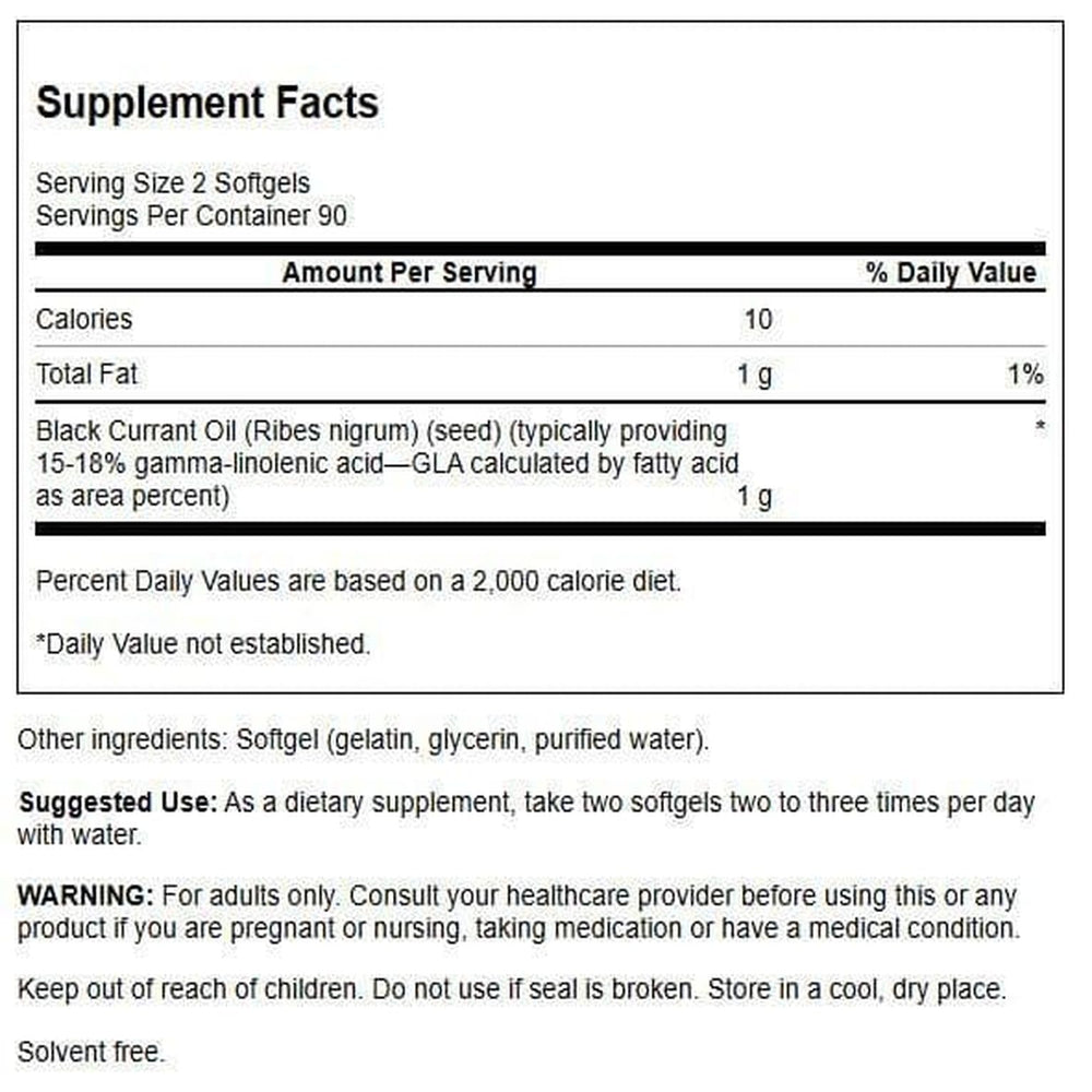 Swanson Black Currant Seed Oil capsules for easy daily joint and immune support