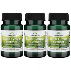 Swanson Black Ginger Extract bottle with 30 veggie capsules