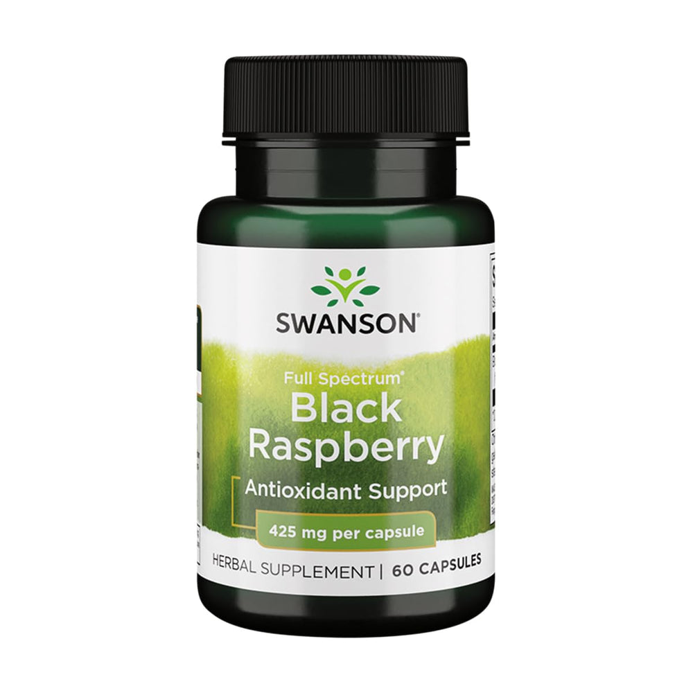 Swanson Black Raspberry bottle with label - 60 capsules, 425 mg each - Herbal supplement