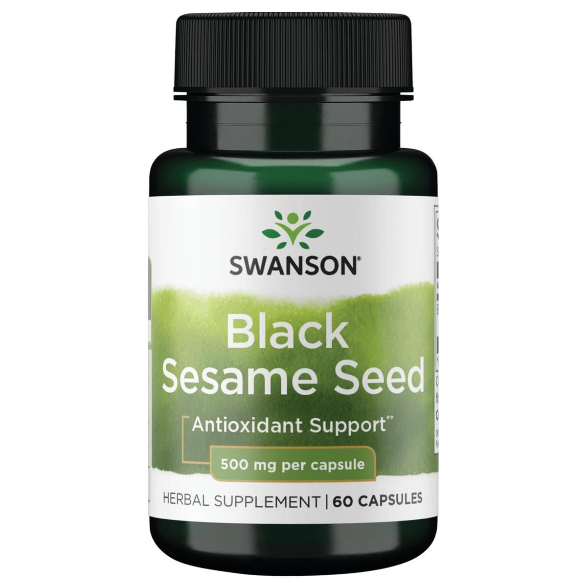 Swanson Black Sesame Seed 500 mg capsules bottle - front view