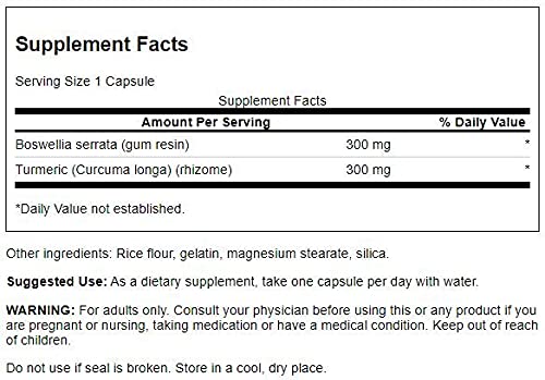 Close-up of Swanson Boswellia & Curcumin bottle label