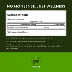 Close-up of Boswellia serrata 800 mg capsules