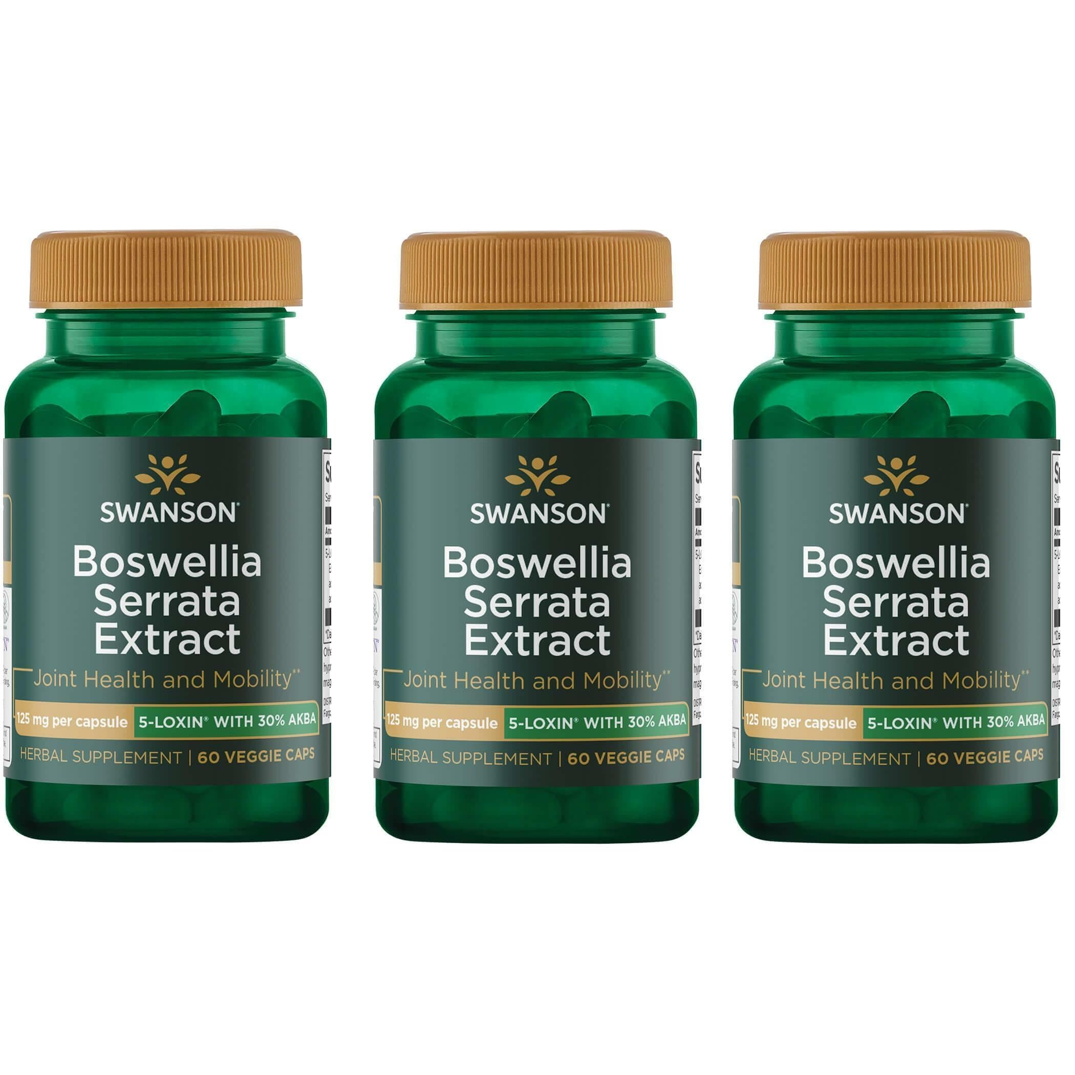 Bottle of Swanson Boswellia Serrata Extract 125 mg with 60 vegetarian capsules