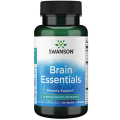 Swanson Brain Essentials 60 Veg Capsules bottle – front view