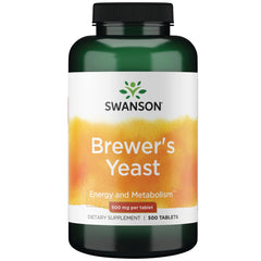 Swanson Brewer's Yeast bottle front view (500mg, 500 tablets)