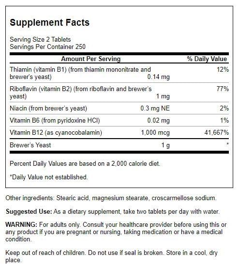 Swanson Brewer's Yeast label pack shot showing B-Complex Vitamin Formula
