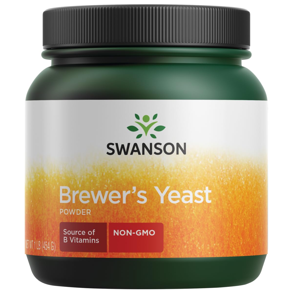 Front view of Swanson 100% Pure Brewer's Yeast Powder GMO-Free 1 lb container