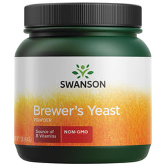 Front view of Swanson 100% Pure Brewer's Yeast Powder GMO-Free 1 lb container