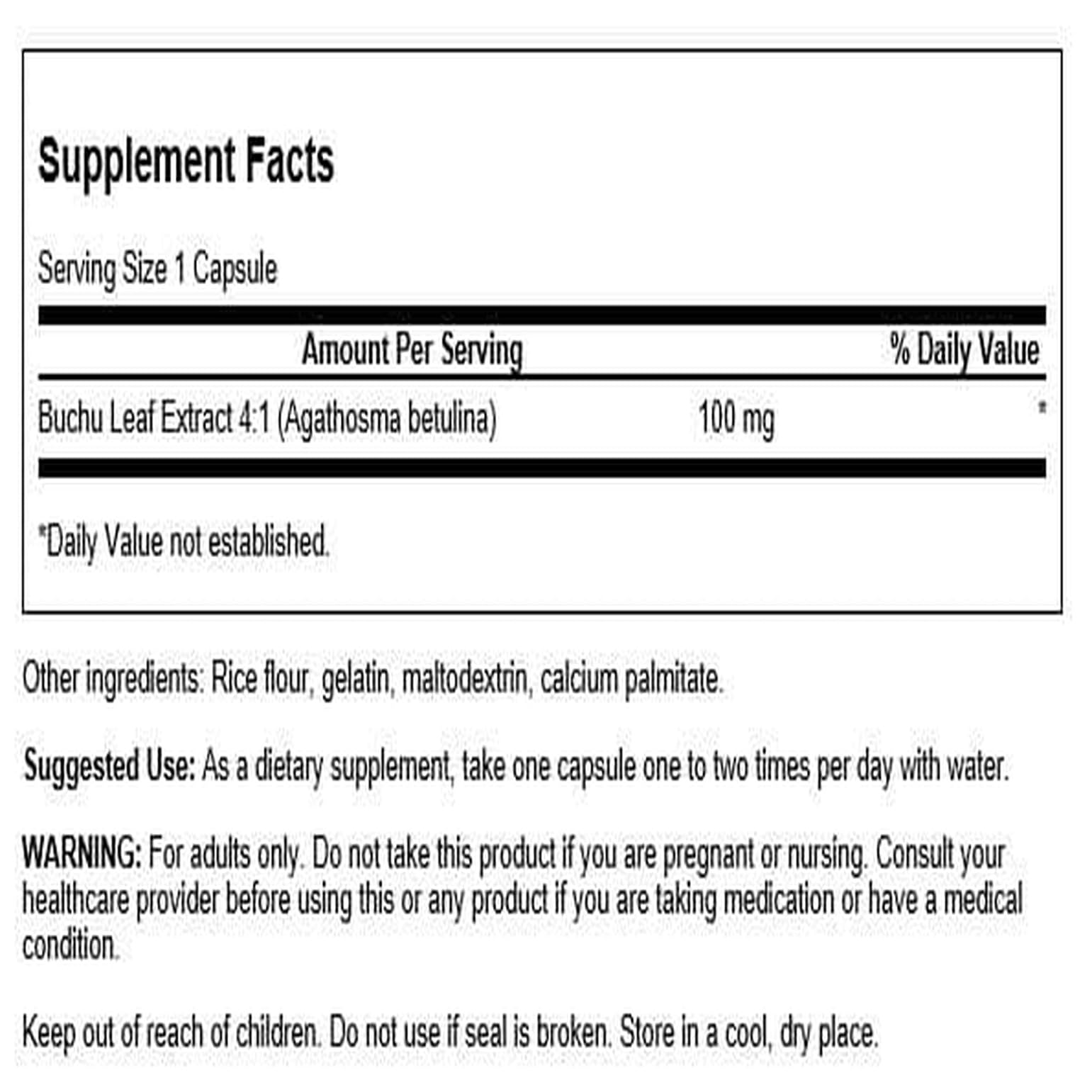 Close-up of Buchu Leaf 4:1 Extract label