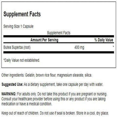 Full Spectrum Butea Superba root formula label