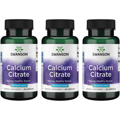 Swanson Calcium Citrate 200 mg 60 Capsules (3 Pack) bottle