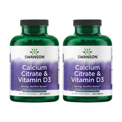 Swanson Calcium Citrate & Vitamin D3 250 Tabs 2-Pack bottle front