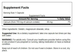 Swanson Calcium Orotate 85 mg - 60 capsules bottle with label close-up