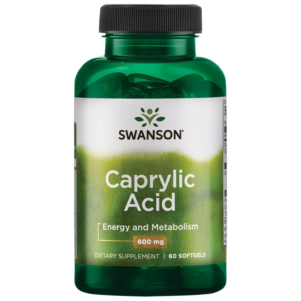 Swanson Caprylic Acid 600 mg bottle with 60 softgels