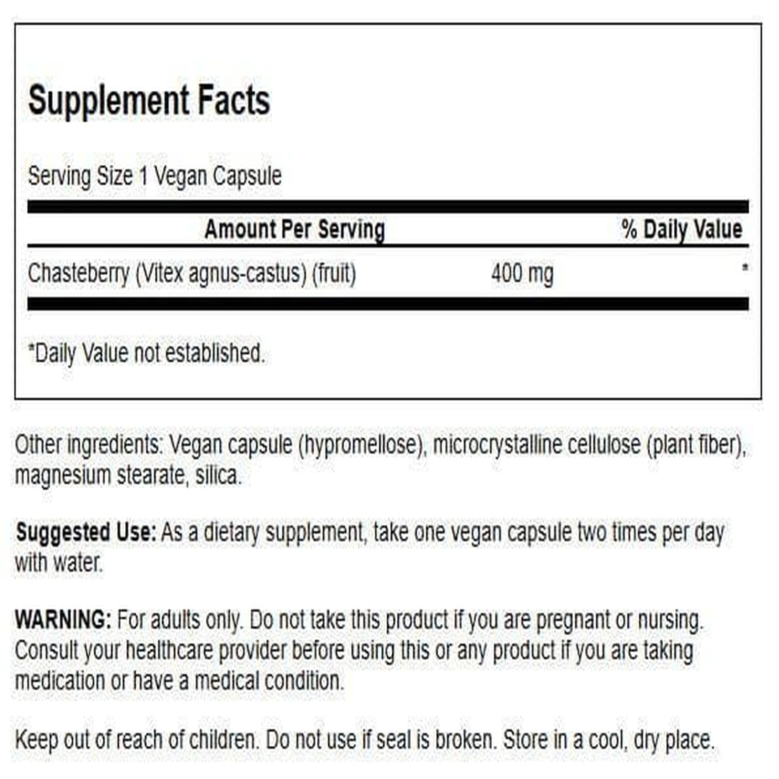 Close-up of Swanson Chasteberry Fruit capsules