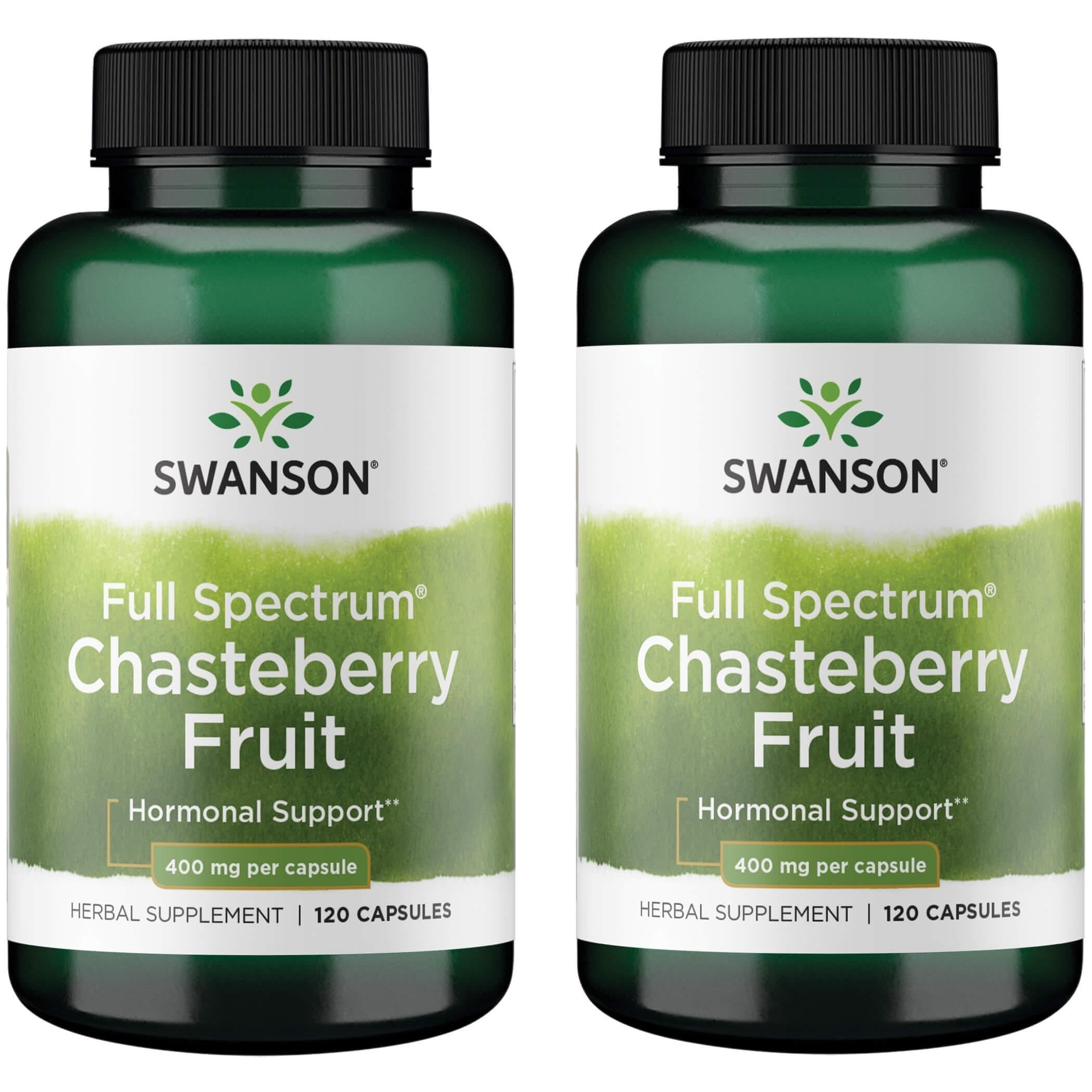 Swanson Chasteberry Fruit supplement - 120 capsules, 400 mg each - 2 pack - Women's health, menopausal & menstrual support, skin health