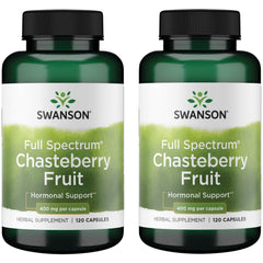 Swanson Chasteberry Fruit supplement - 120 capsules, 400 mg each - 2 pack - Women's health, menopausal & menstrual support, skin health