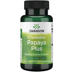 Swanson Chewable Papaya Plus 90 Chwbls Enzyme packaging