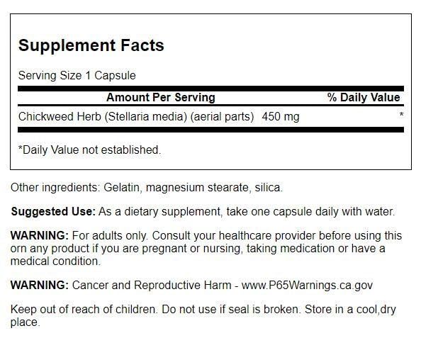 Swanson Chickweed herbal supplement capsules with packaging