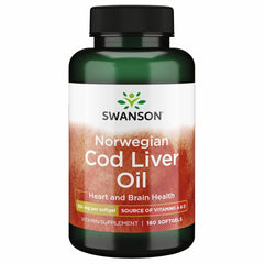 Swanson Cod Liver Oil bottle with 180 softgels label