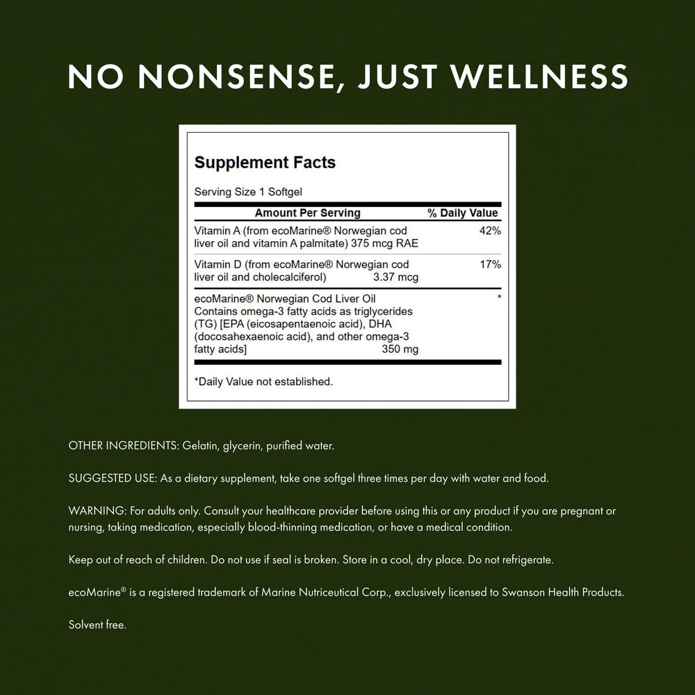 Cod liver oil softgel capsule showing 350 mg