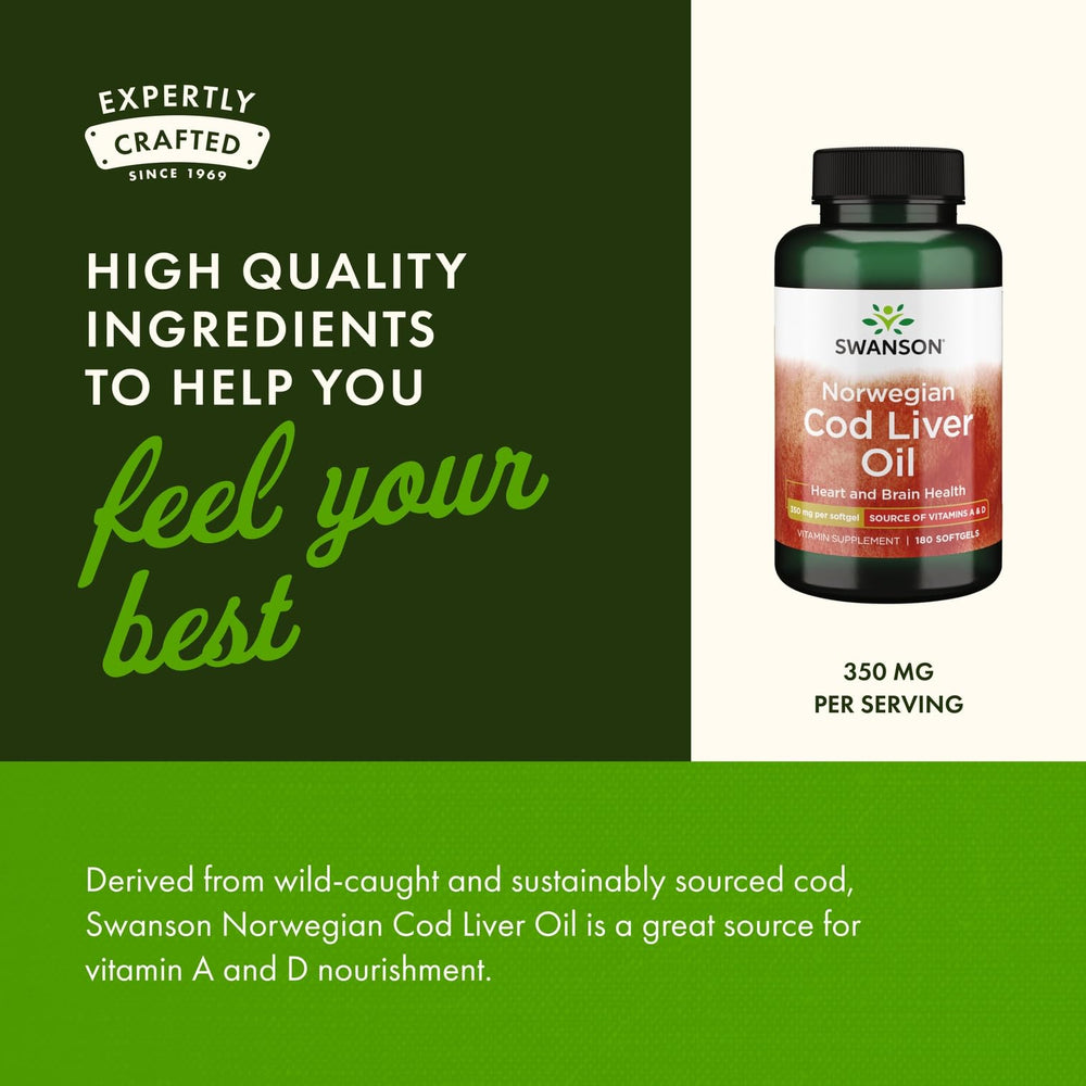 Box and bottle of Swanson Cod Liver Oil on white background