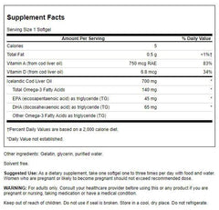 Front view of Swanson Cod Liver Oil DBL-Strength bottle