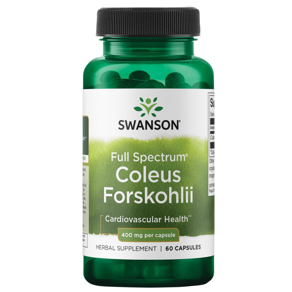 Bottle of Swanson Full Spectrum Coleus Forskohlii 400 mg - 60 capsules