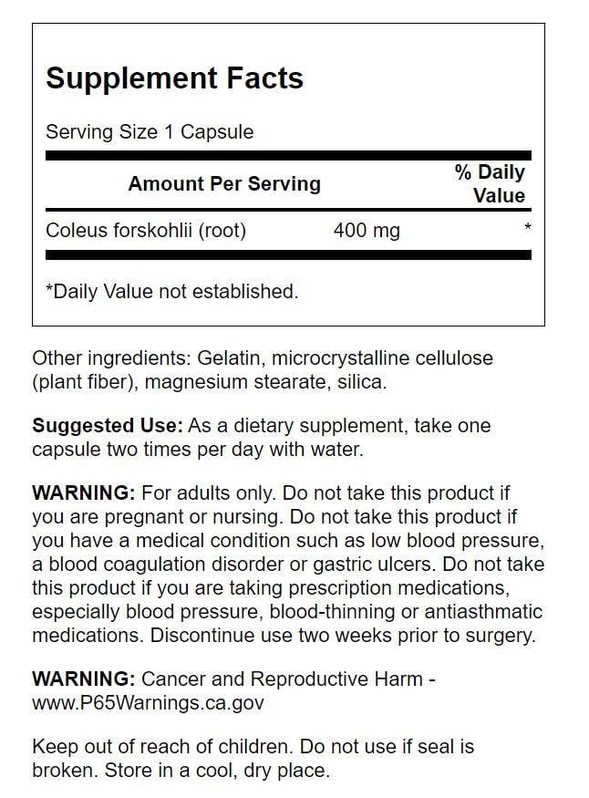 Swanson Full Spectrum Coleus Forskohlii 400 mg capsules