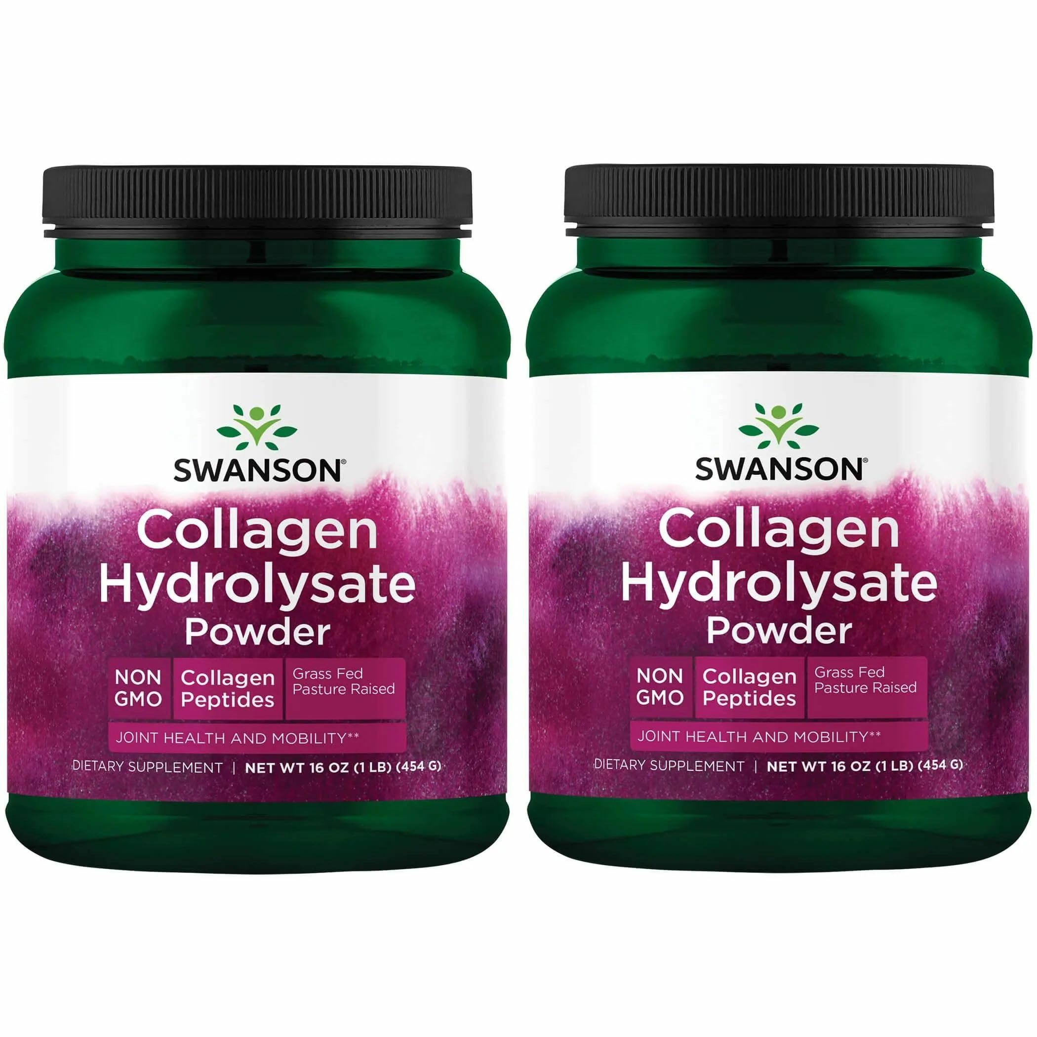 Front view of Swanson Collagen Hydrolysate Powder 1lb 2-pack